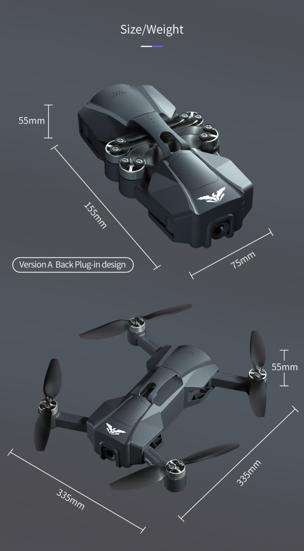 JJRC X23 RC Drone 360 Obstacle Avoidance 5G GPS Positioning 4K Dual Camera - Version A Back Plug-in Design