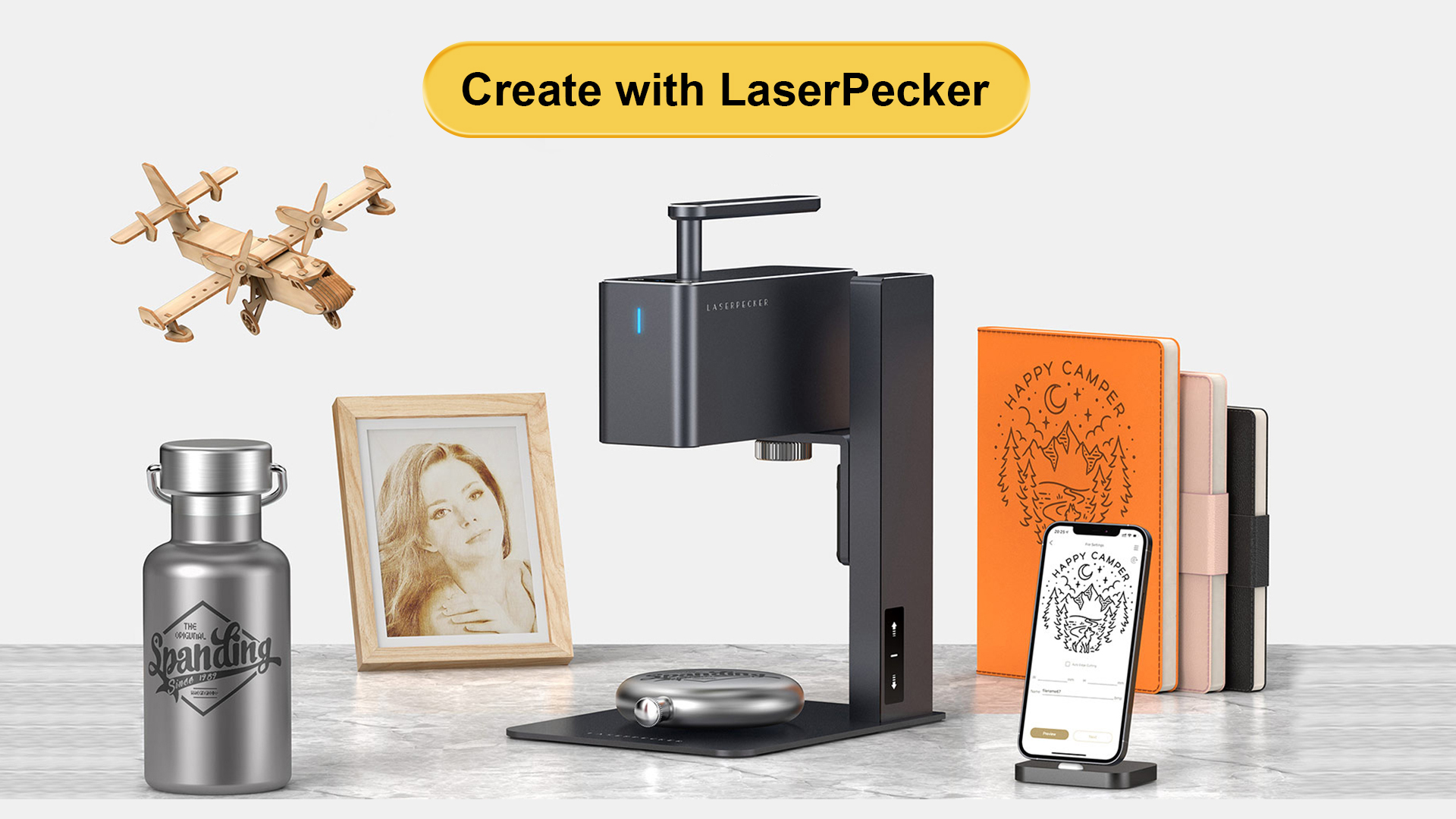 LaserPecker 2 Pro Handheld Laser Engraver & Cutter with Auxiliary Booster - US Pro Edition