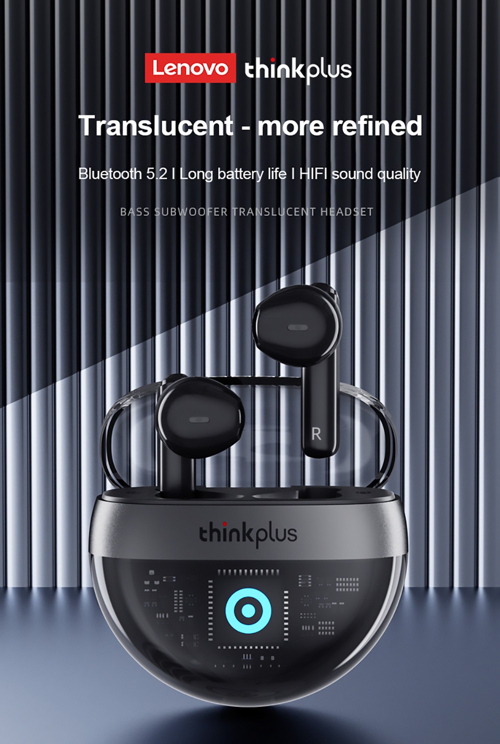 Lenovo Thinkplus T40 TWS Earphone BT5.2 Stereo Noise Cancelling Low Latency with Microphone Gaming Sports Earbuds Black