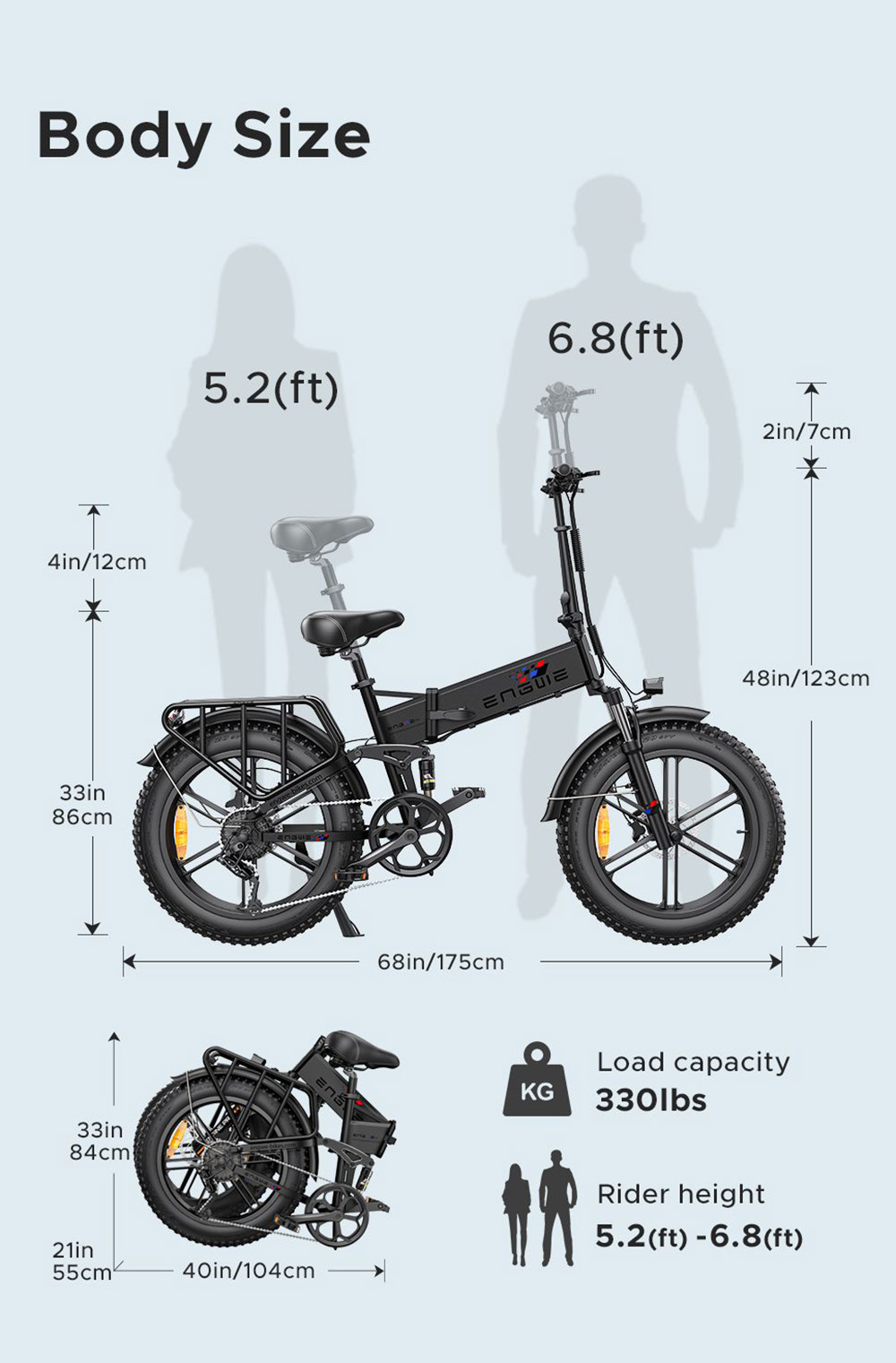 ENGWE ENGINE Pro Folding Electric Bicycle 20*4'' Fat Tire 750W Brushless Motor 48V 16Ah Battery 45km/h Max Speed - Blue