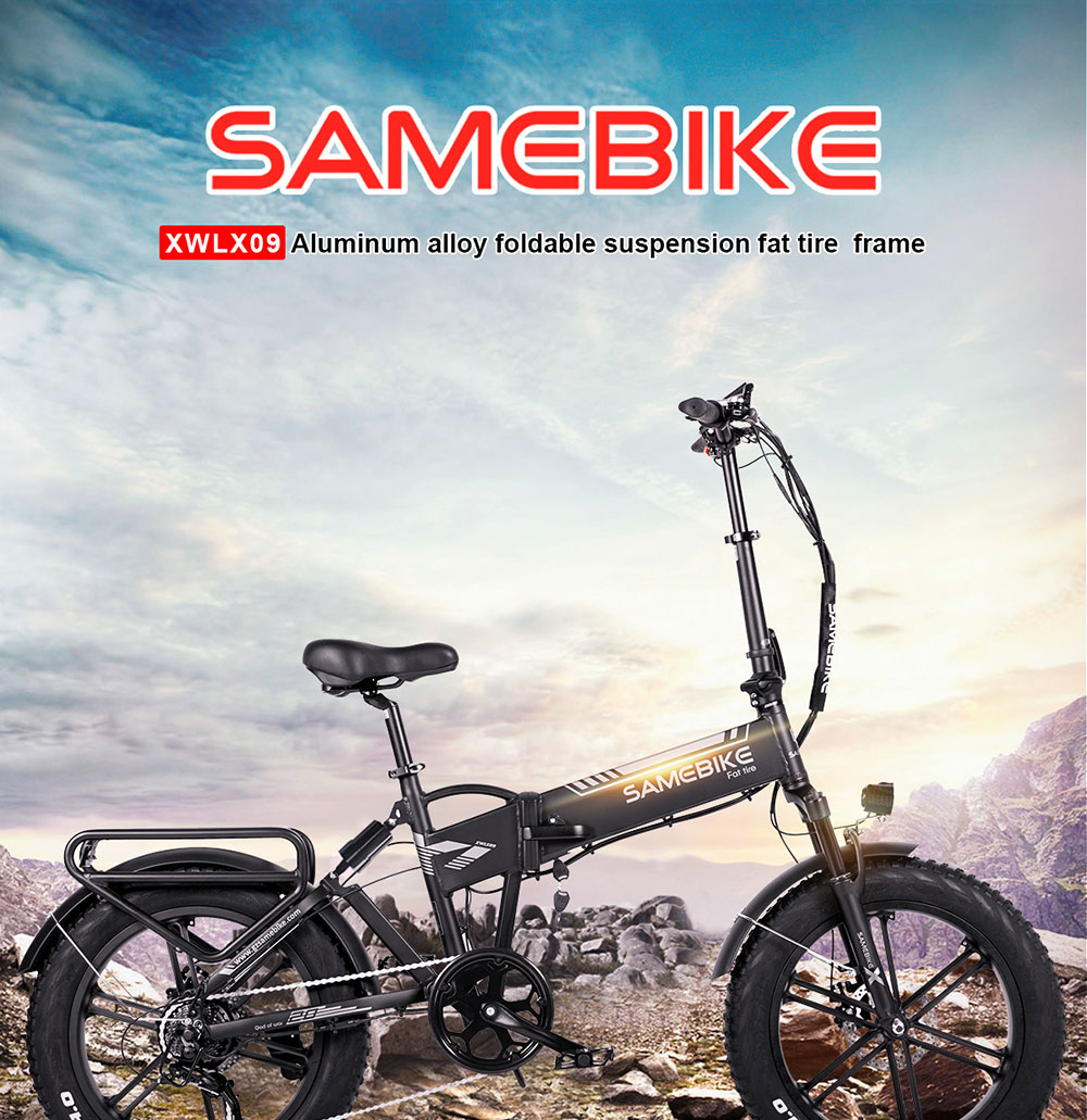 SAMEBIKE XWLX09 20 Inches Fat Tire Electric Bike 500W Motor 25-35km/h Max Speed 80-90km Max Mileage Black