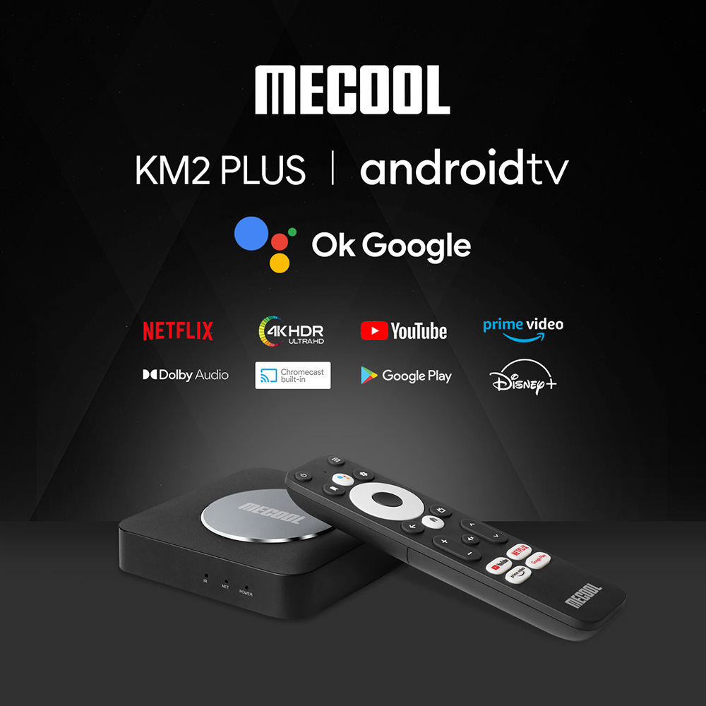 MECOOL KM2 PLUS Netflix Certified Android TV 11 4K TV BOX Amlogic S905X4-B 2G RAM 16G eMMC HDR 5G WiFi SPDIF Dolby Audio - US Plug