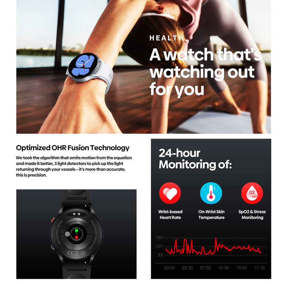 Zeblaze GTR 3 Smartwatch Bluetooth Voice Calling Watch 1.32'' IPS Screen Blood Oxygon Monitor - Grey