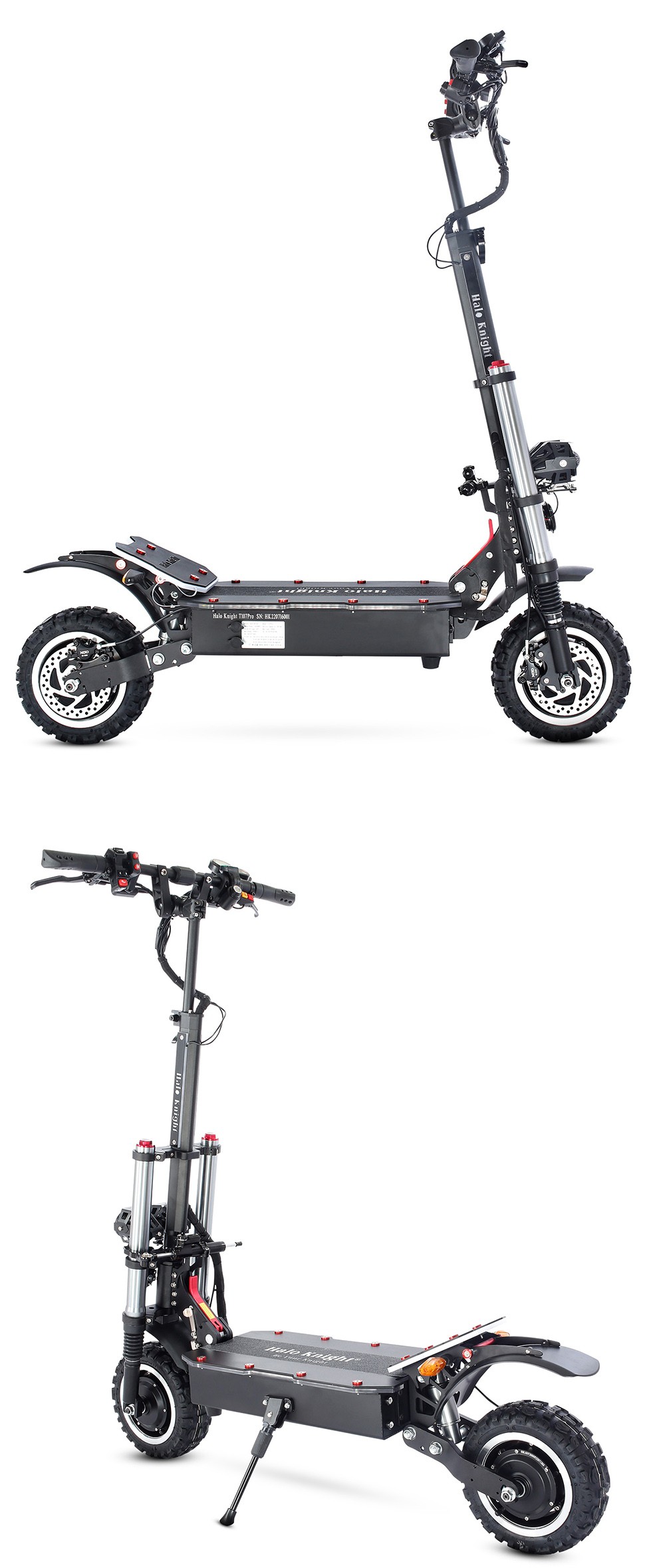 Halo Knight T107 Pro Electric Scooter 11'' Off-road Tire 3000W*2 Dual Motor 95km/h Max Speed 60V 38.4Ah Battery 80km Max