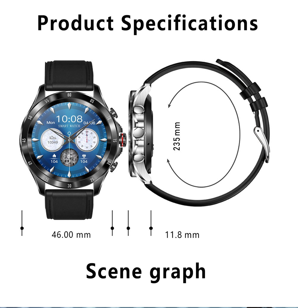 SENBONO MAX7 Smartwatch Bluetooth Calling Watch 1.32'' Touch Screen Fitness Tracker Heart Rate Monitor - Steel Strap