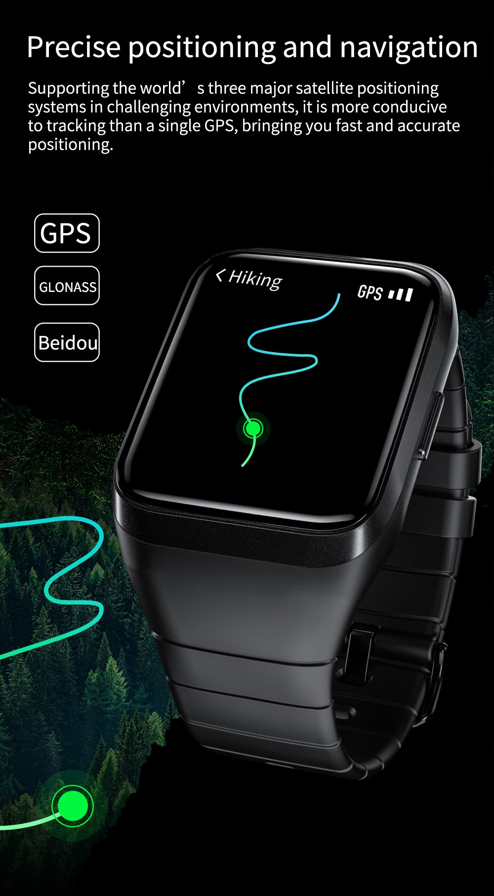 LOKMAT ZEUS 2 Smartwatch 1.69'' TFT Full Touch Screen GPS Sport Bracelet Heart Rate, Blood Oxygen Monitor - Green