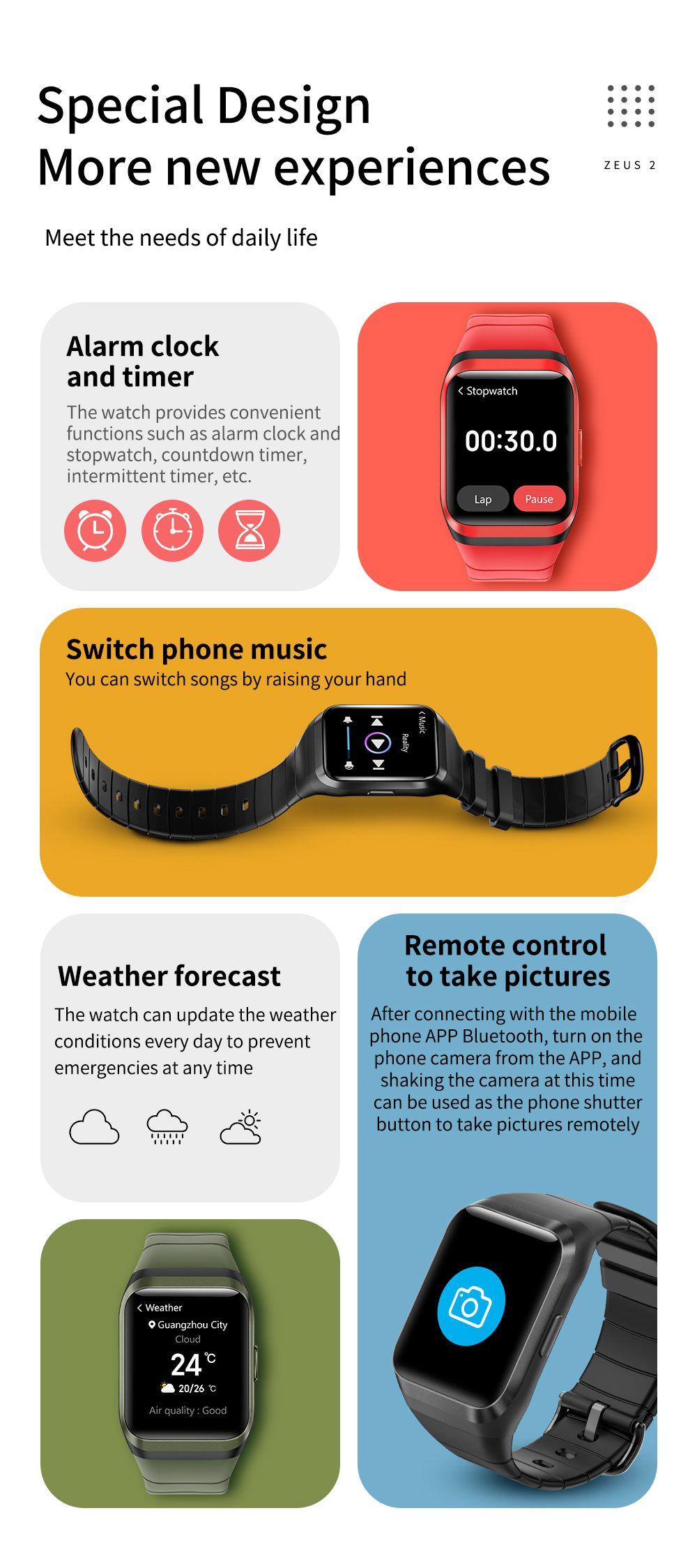 LOKMAT ZEUS 2 Smartwatch 1.69'' TFT Full Touch Screen GPS Sport Bracelet Heart Rate, Blood Oxygen Monitor - Red