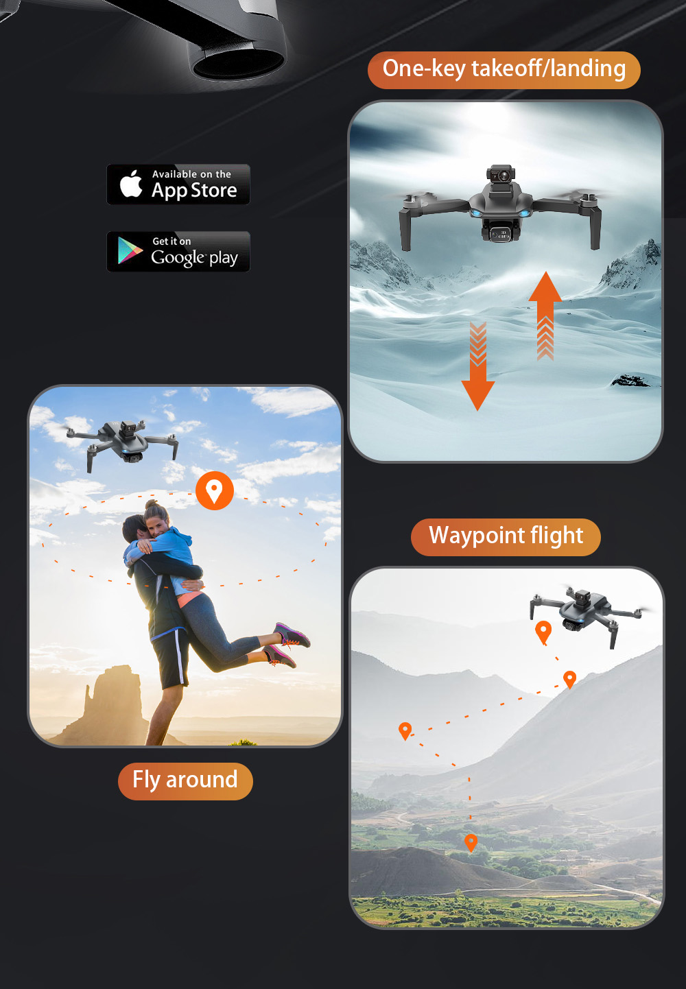 ZLL SG108MAX RC Drone GPS GLONASS 4K@25fps Adjustable Camera without Avoidance 20min Flight Time - Orange Three Batteries