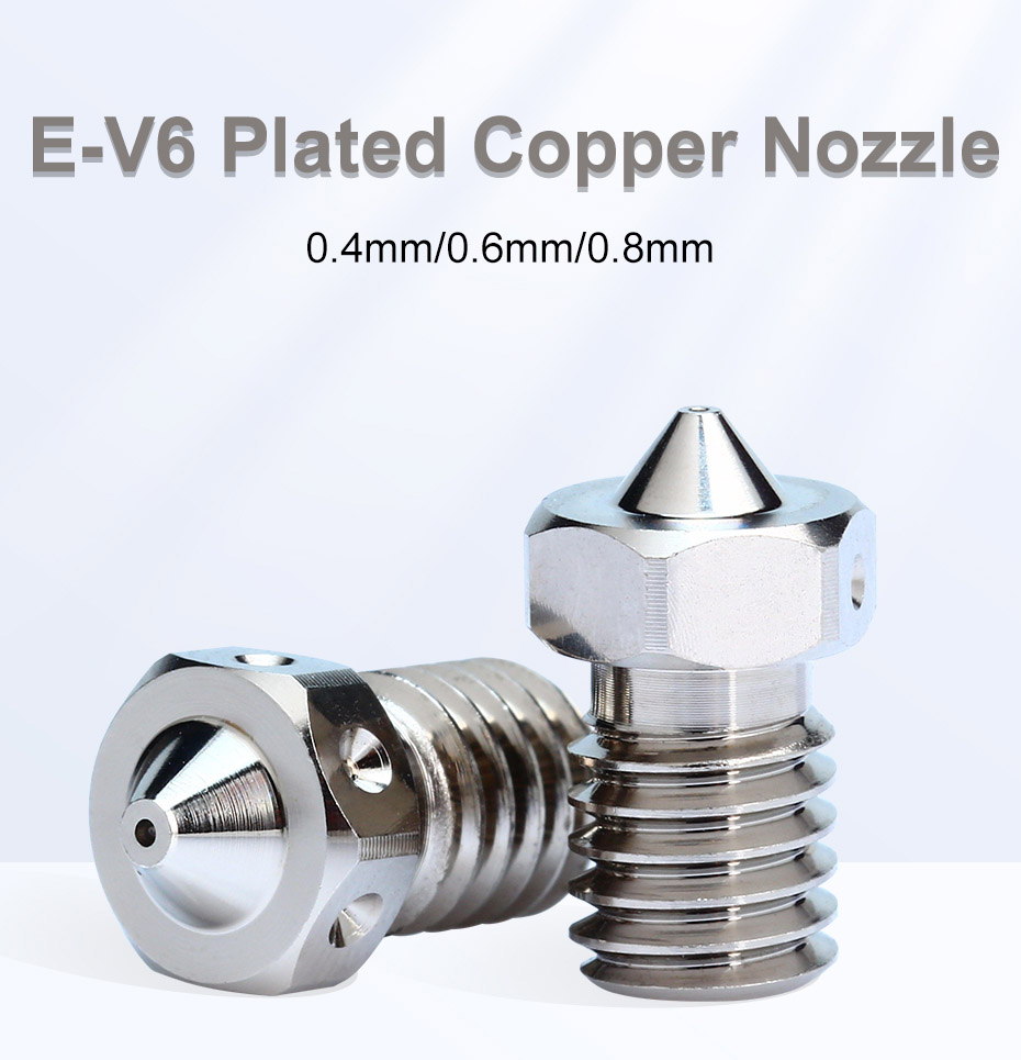Trianglelab E-V6 0.4mm Plated Copper Nozzle with M6 Thread for 3D Printers V6 Hotend