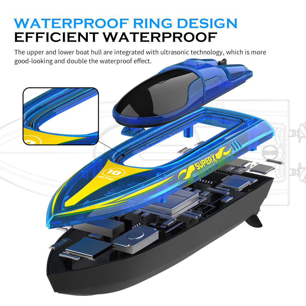 Flytec V555 2.4GHz Racing RC Boats 15KM/H With Transparent Cover And Bright LED Light Effect - Blue Two Batteries