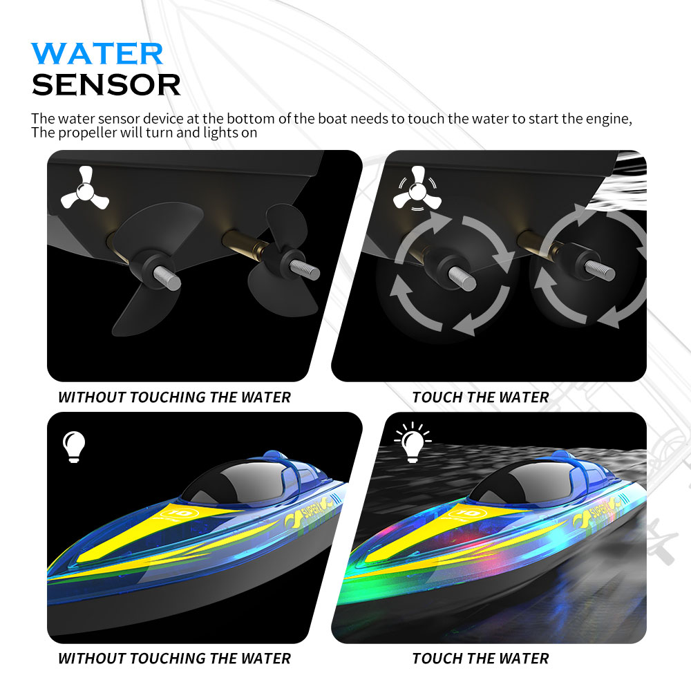 Flytec V555 2.4GHz Racing RC Boats 15KM/H With Transparent Cover And Bright LED Light Effect - Blue Two Batteries