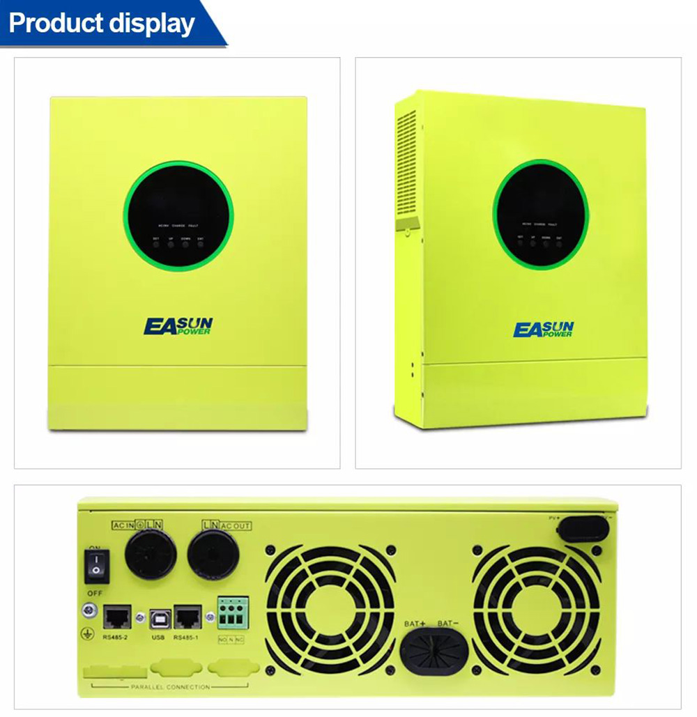 Easun Power 5600W Solar Inverter, MPPT 80A Solar Charger, 500VDC PV Open Circuit Voltage, 48V Battery, Pure Sine Wave Off Grid Inverter, Parallel Up to 9 Units