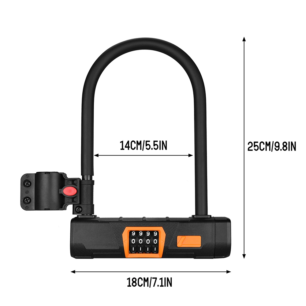 Bicycle U Lock Anti-theft Heavy Duty Bike Password Lock Alloy Bike Safety Tool for Bikes, Motorcycles, Scooters