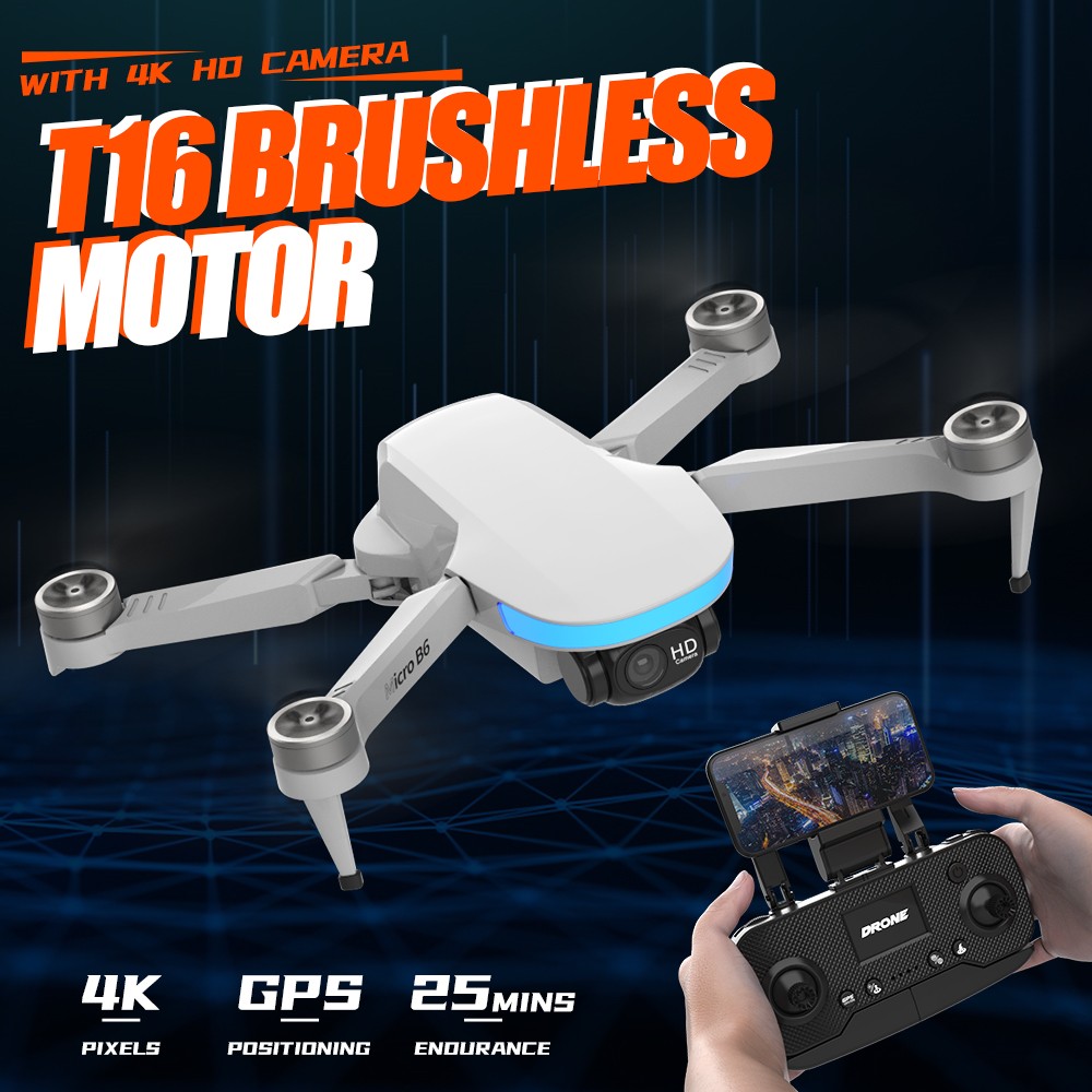 Flytec T16 RC Drone Long Time Flying Brushless Foldable GPS Quadcopter With 4K HD Camera - Two Batteries
