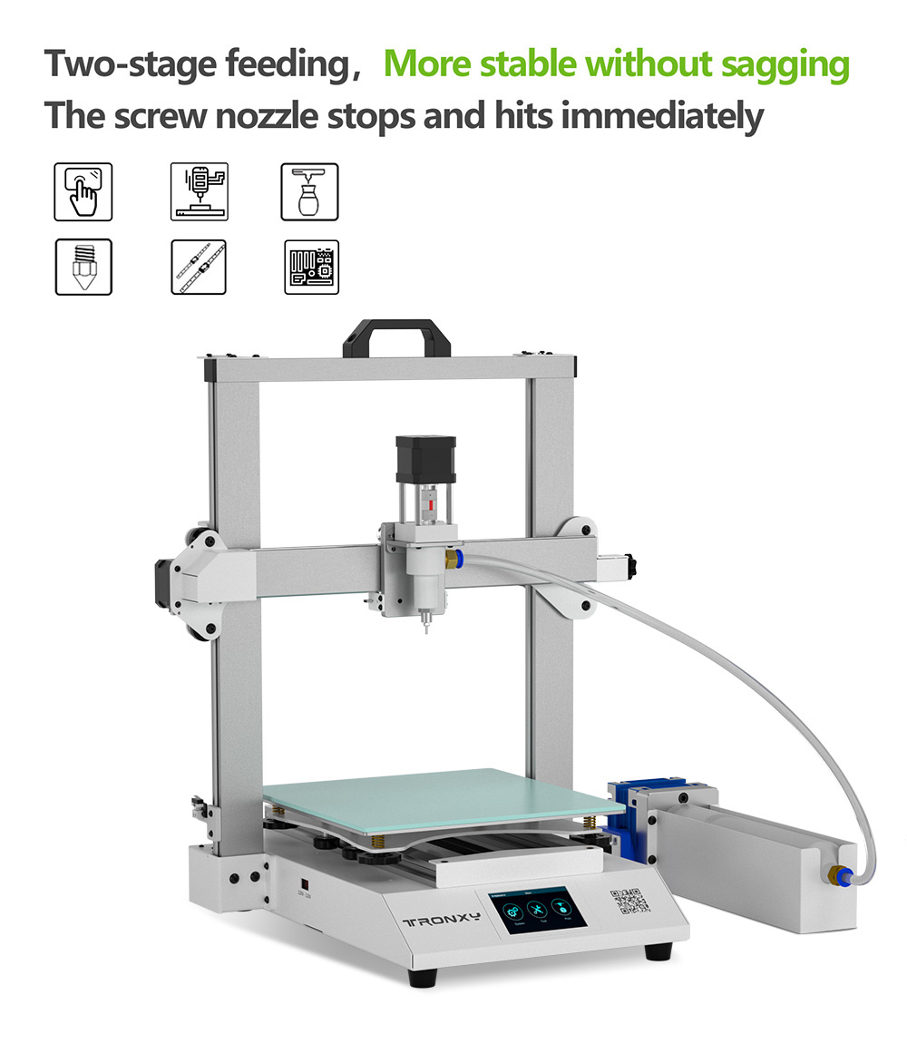 TRONXY Moore 2 Pro Ceramic Clay 3D Printer with Feeding System Electric Putter, LDM Extruder, 40mm/s Print Speed, 32-Bit Silent Mainboard, 255x255x260mm
