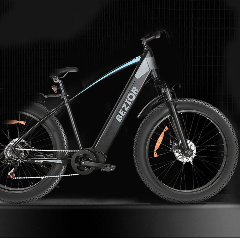 BEZIOR XF800 Electric Bike 500W Mid Motor 13Ah Battery 40km/h Max Speed 90kg Load - Black & Blue