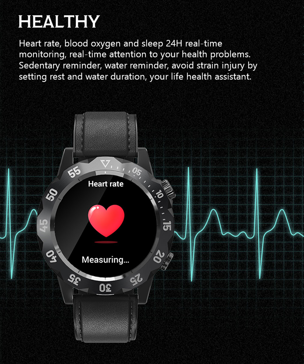 KAVVO Oyster Urban O1EL Smartwatch, Bluetooth Calling Watch, 1.32'' TFT Screen, 24h Heart Rate, Blood Oxygen - Black
